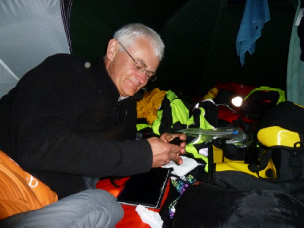Martin in the tent last night